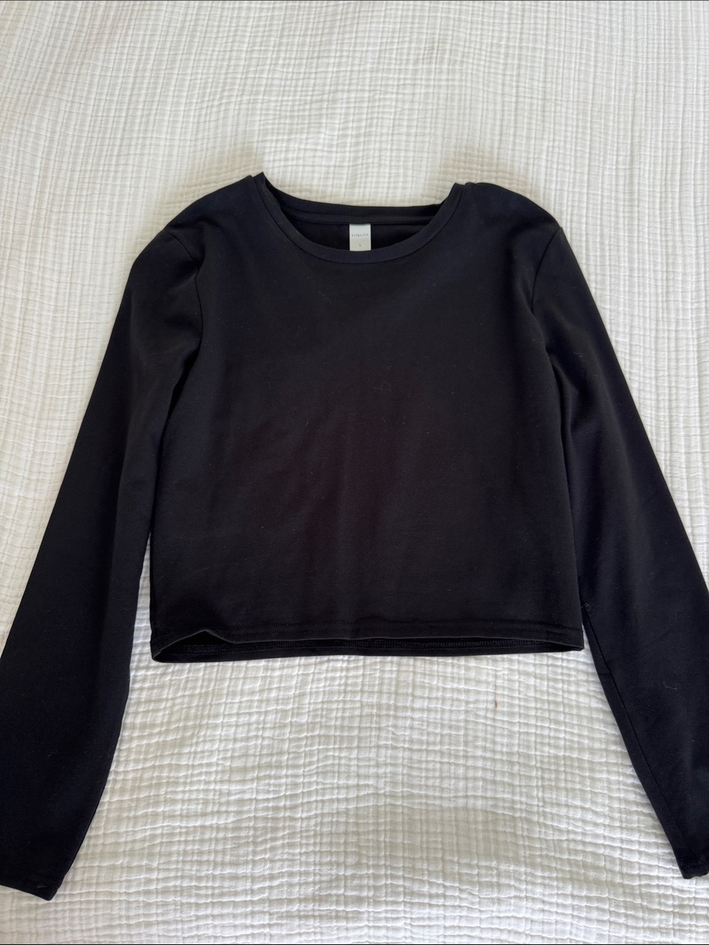 Women's Black Long-Sleeve Cropped Top
